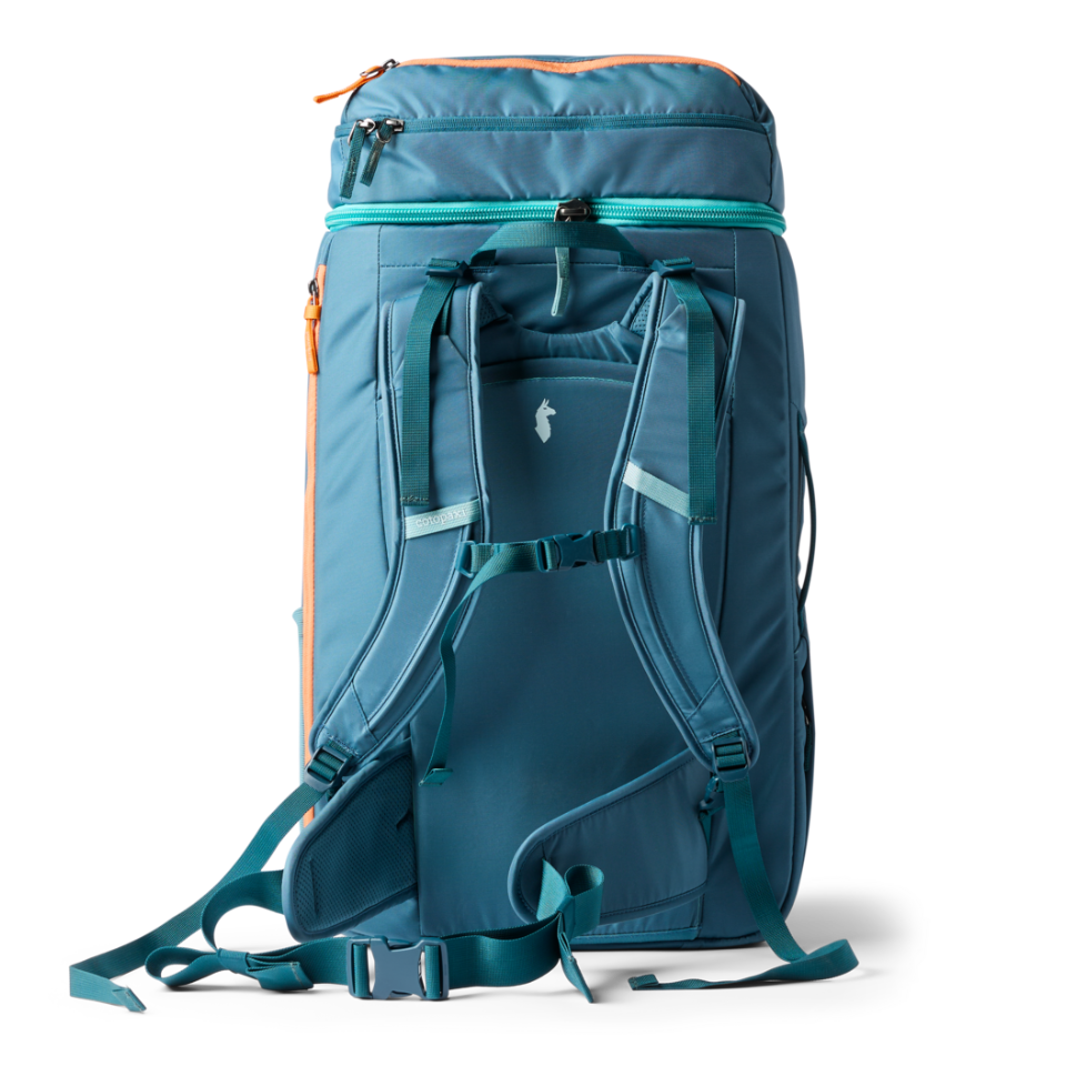 Cotopaxi Allpa 50L Adventure Travel Pack with contoured back panel and padded tuckable hip straps