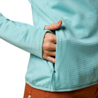 Concealed zipper detail on fleece jacket