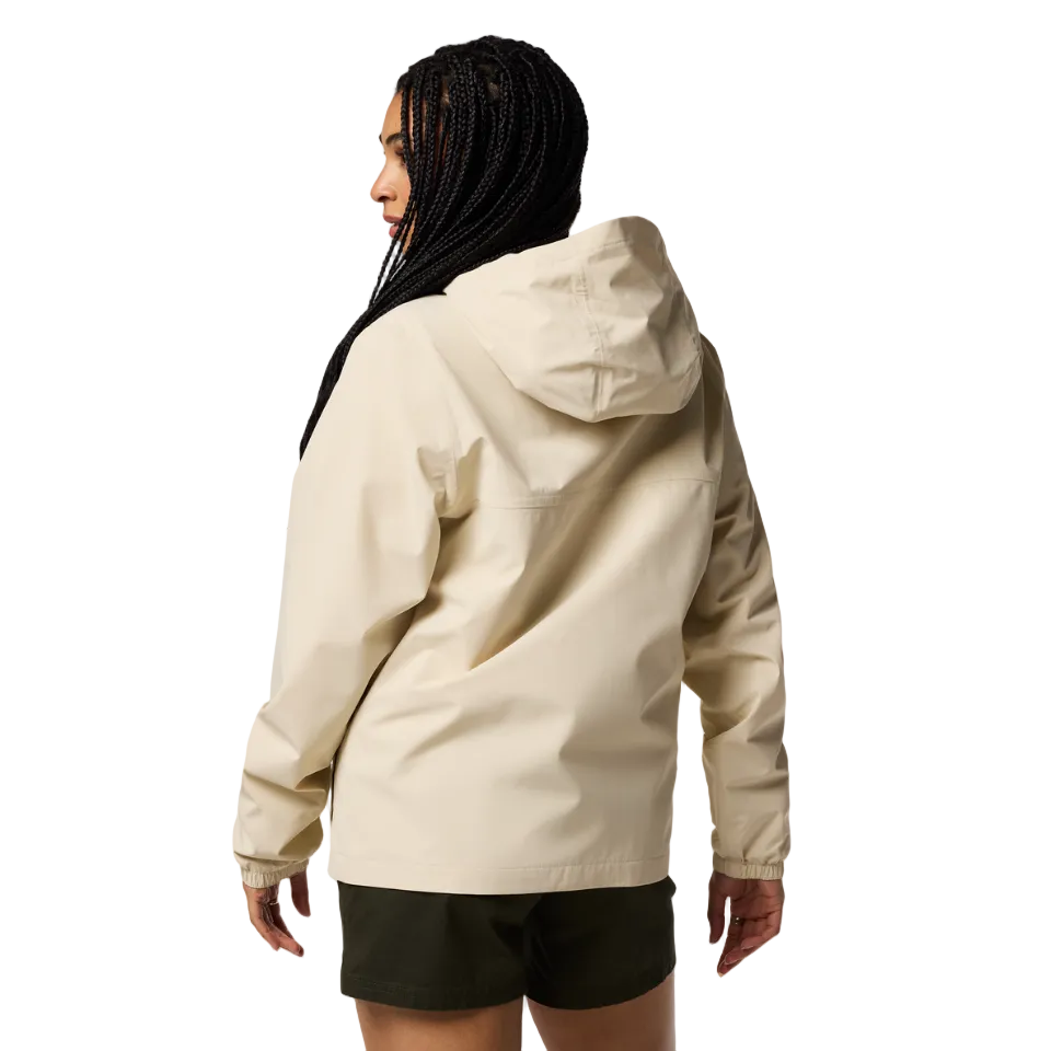 Womens rain jacket with adjustable hood detail in cream