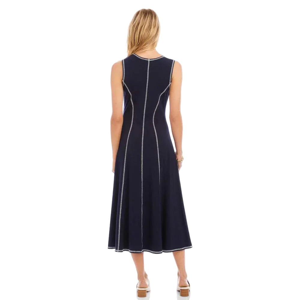 Sleeveless Stitch Detail Midi Dress