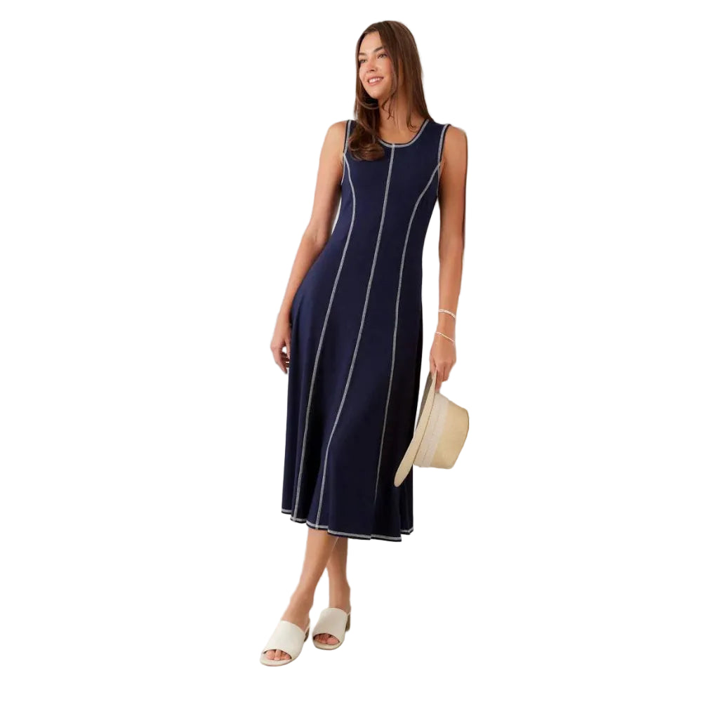 Sleeveless Stitch Detail Midi Dress