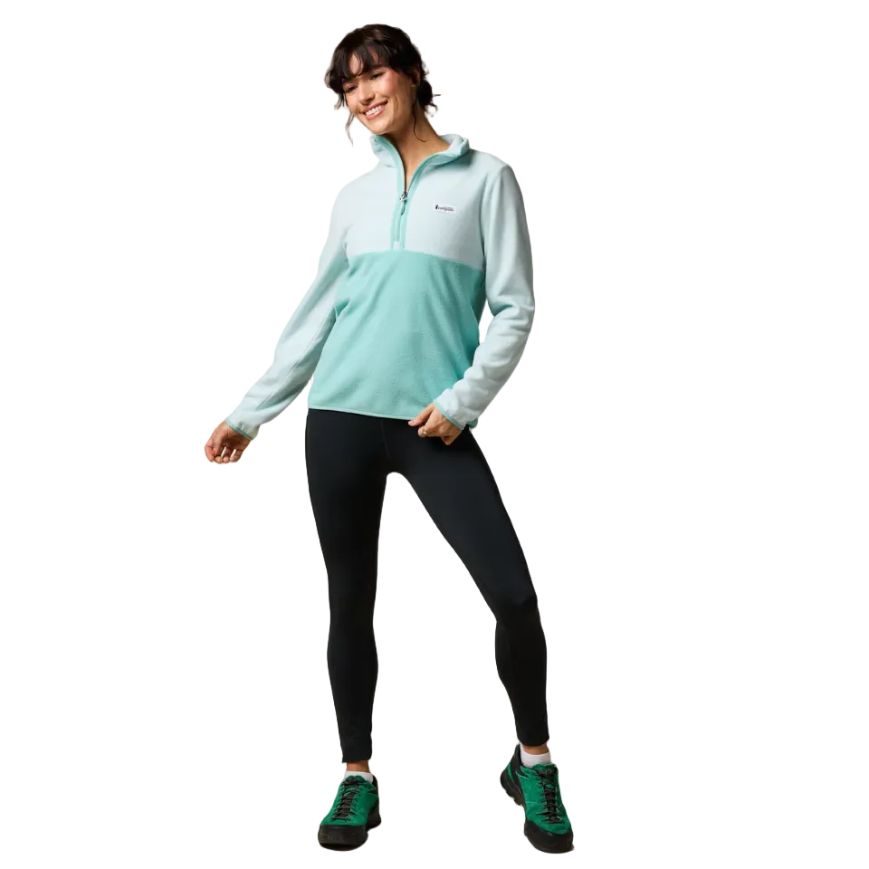 Women’s Cotopaxi Amado Fleece Pullover in Surf and Tide Pool full-body view