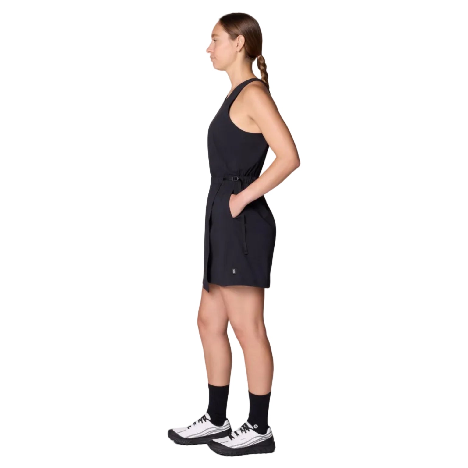 Performance dress with adjustable cinch waist detail