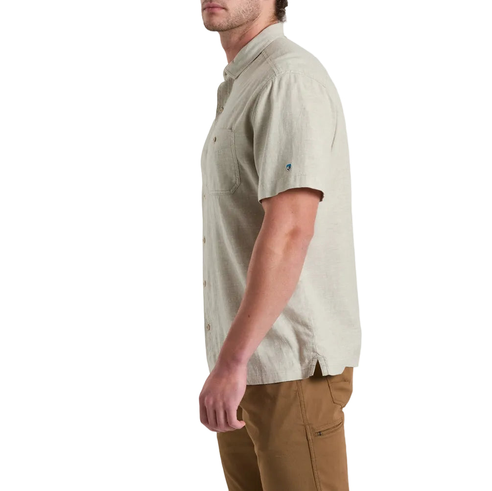 Casual short sleeve shirt with natural fabric texture