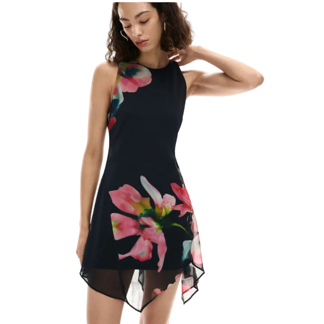 Asymmetrical Floral Dress