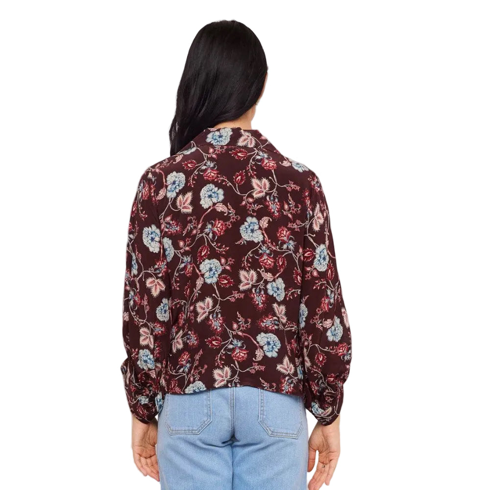 Karen Kane Women's Blouson Sleeve Tie-Front Top in Print back view