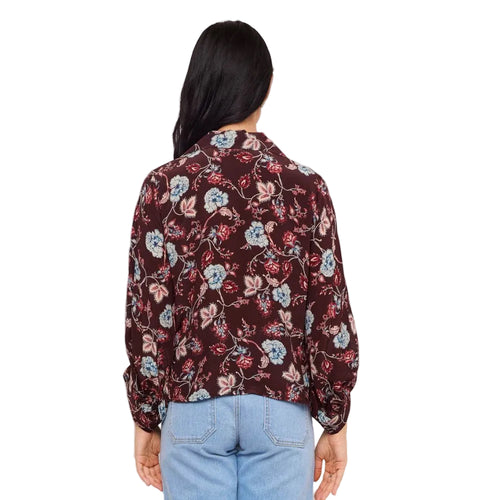 Karen Kane Women's Blouson Sleeve Tie-Front Top in Print back view