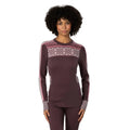 Kari Traa Women’s Ines Long Sleeve in Cocoa Powder front view with Scandinavian-inspired chest and sleeve pattern