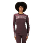 Kari Traa Women’s Ines Long Sleeve in Cocoa Powder front view with Scandinavian-inspired chest and sleeve pattern
