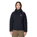Front view of Mountain Hardwear Women’s StretchDown Hooded Jacket in Black