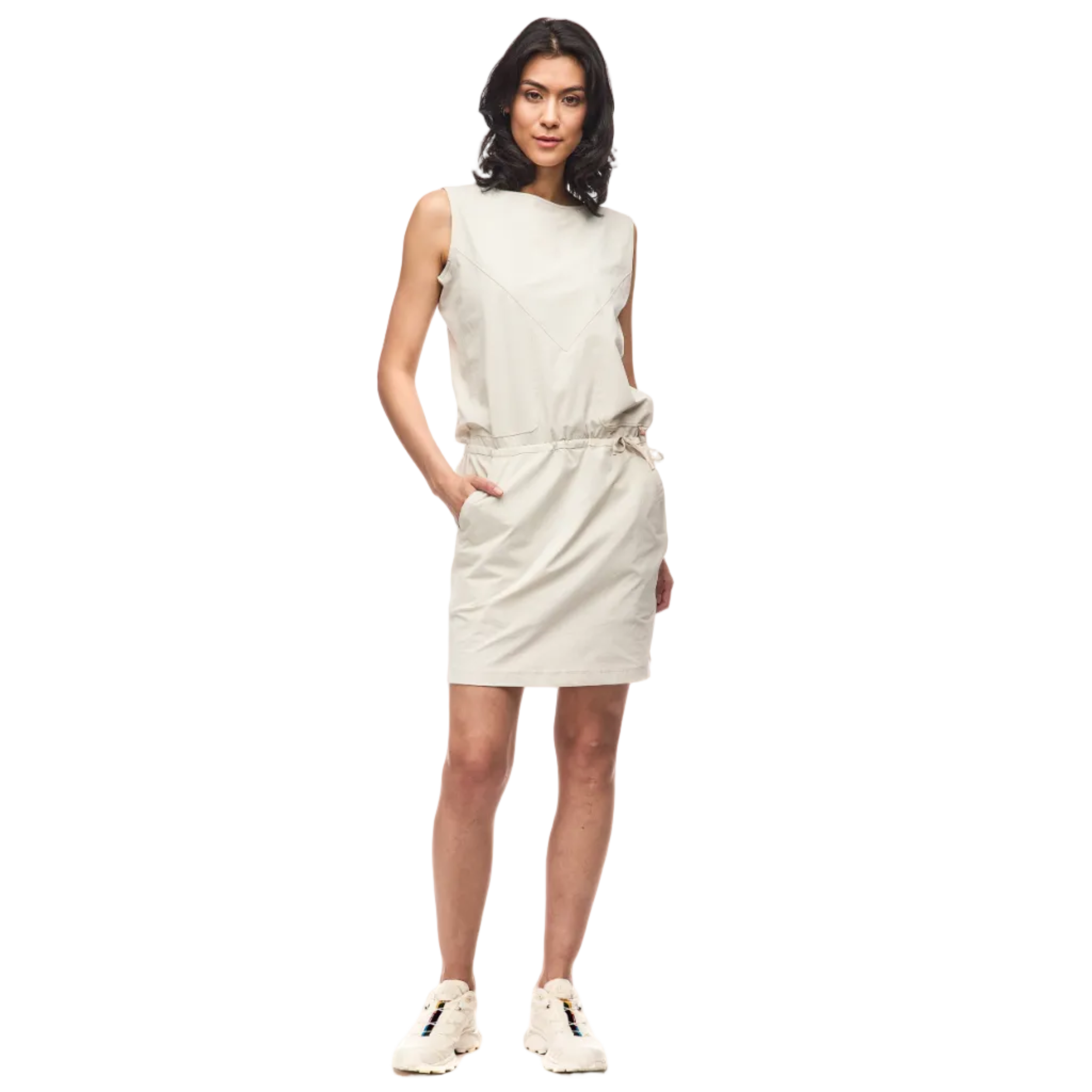 Womens performance dress with adjustable drawstring waist