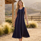 Sleeveless Stitch Detail Midi Dress