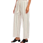 Stripe Embroidered Cropped Drawstring Pants