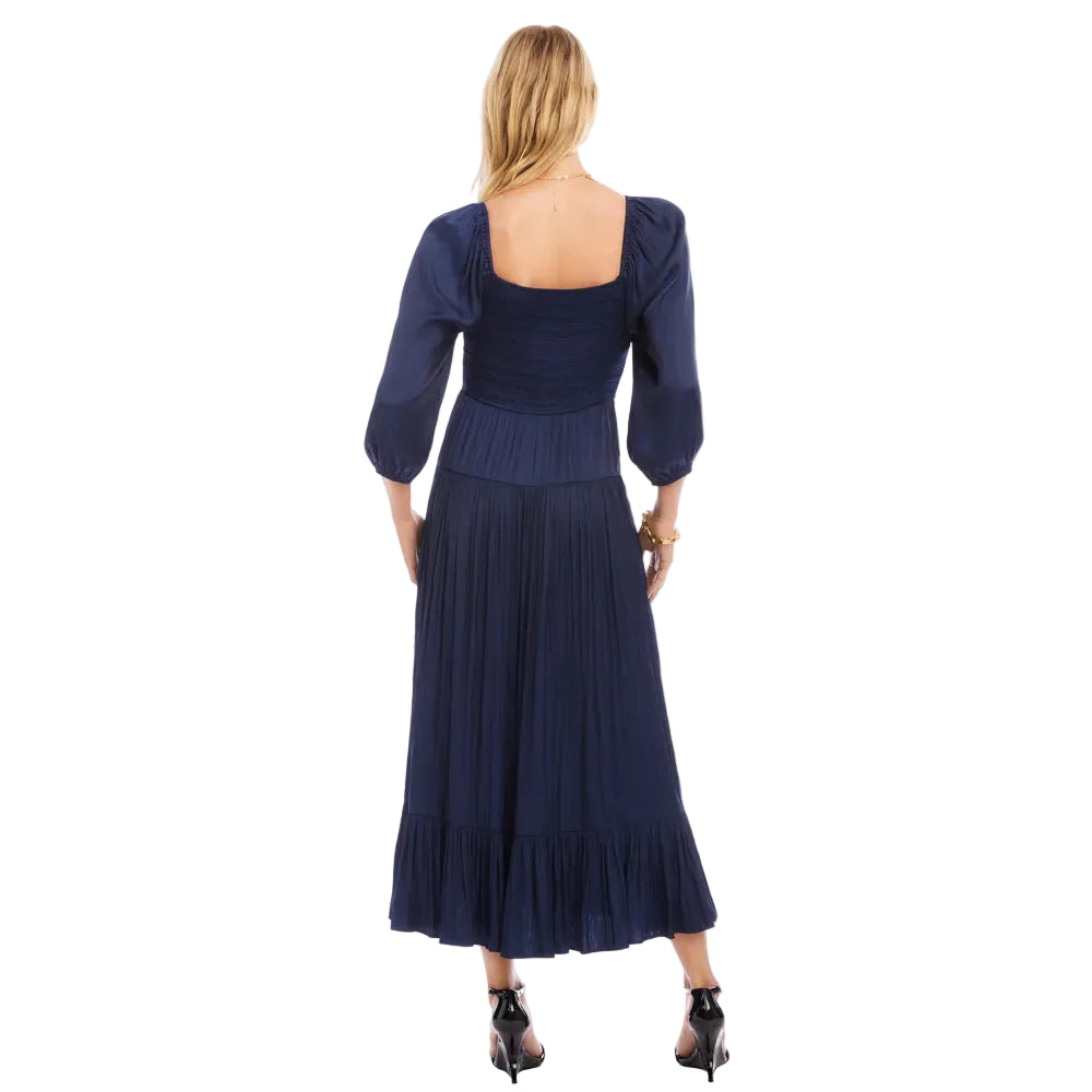 Blouson Sleeve Smocked Midi Dress