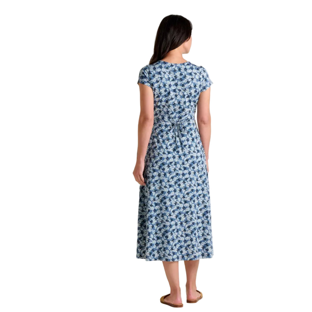 Casual elegant blue dress worn in summer 