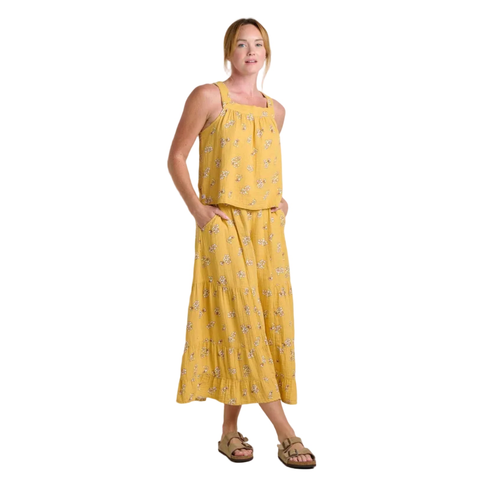 Toad and Co tank paired with palazzo pants