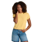 Toad and Co Foothill Pointelle baby tee with lettuce hem detail