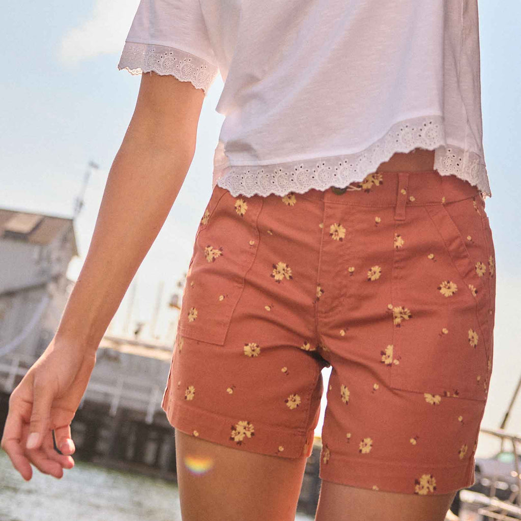 Casual outdoor shorts with relaxed fit worn at the lake