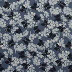 Comfortable eco friendly fabric dress close up in pacific blue print