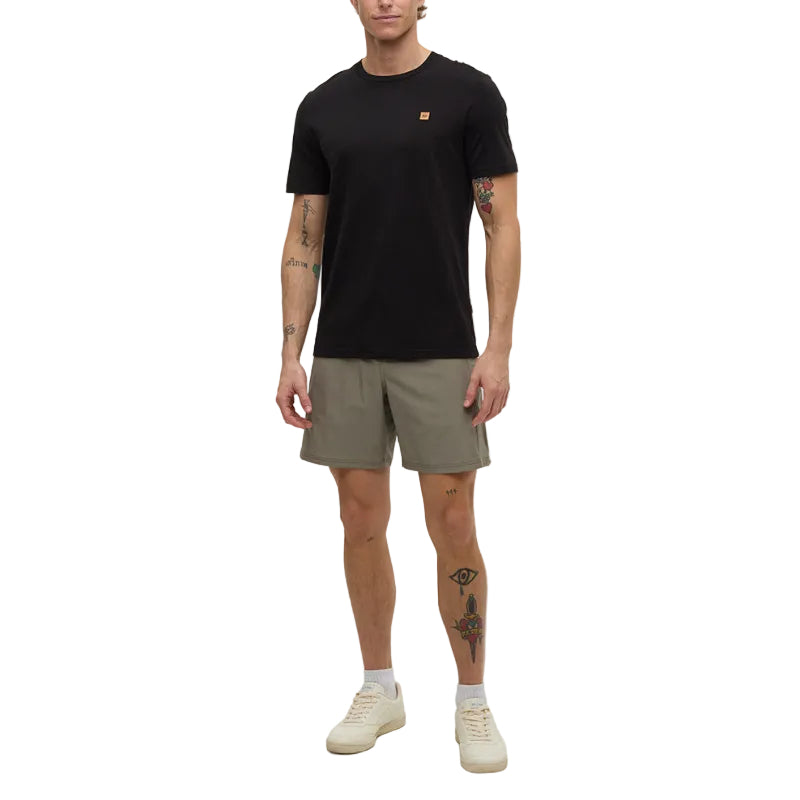 Mens water repellent shorts worn near lake or beach