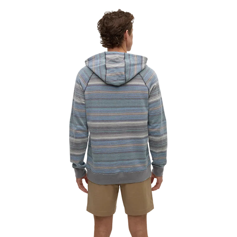Comfortable mens hoodie layered for lakeside weather