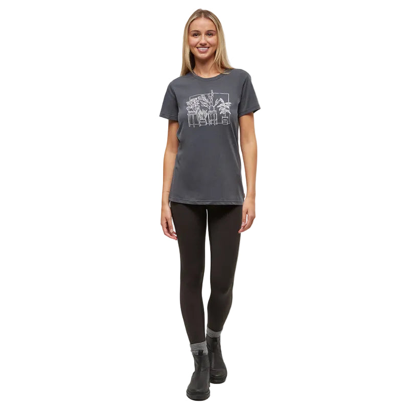 Graphite vintage white plant graphic t shirt