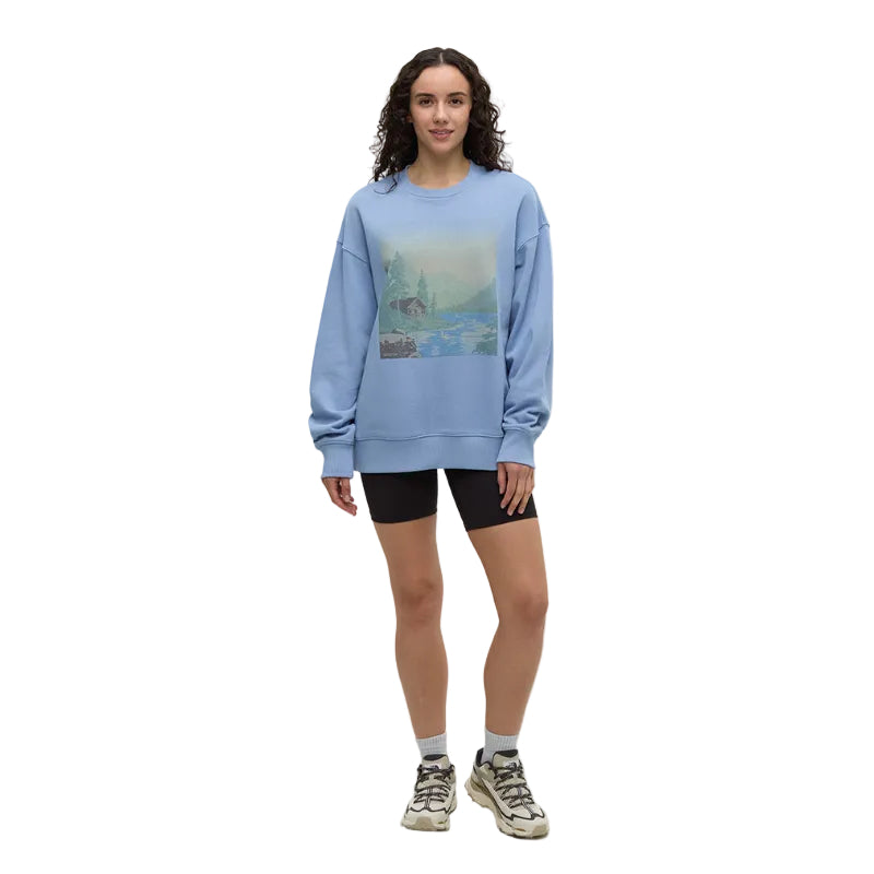 Relaxed fit crewneck sweatshirt with vintage washed look