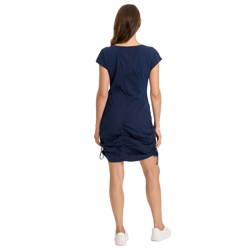 Stretch poplin dress with jersey insert panels
