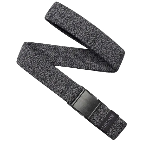 Arcade Atlas Slim Belt in Heather Black with stretch webbing and low-profile buckle