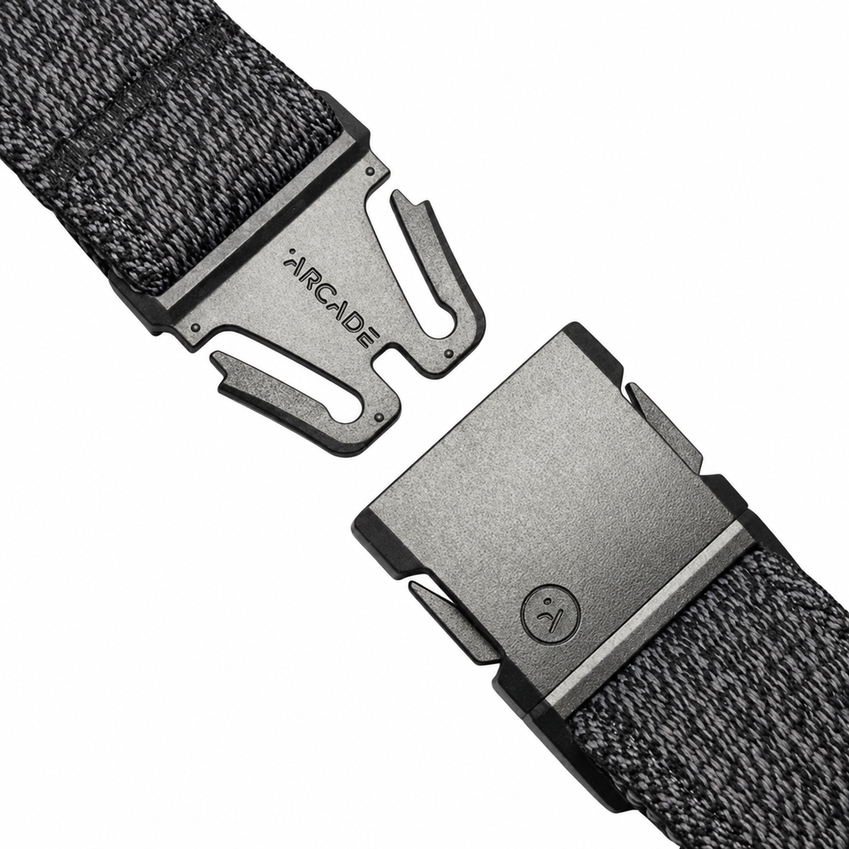 Arcade Atlas Slim Belt in Heather Black with  low-profile buckle