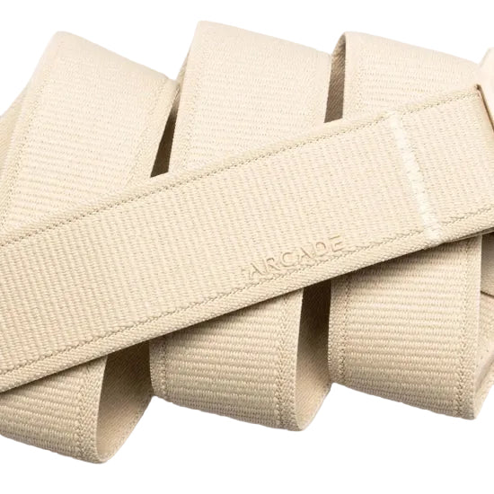 Arcade Atlas Khaki belt recycled polyester stretch webbing detail