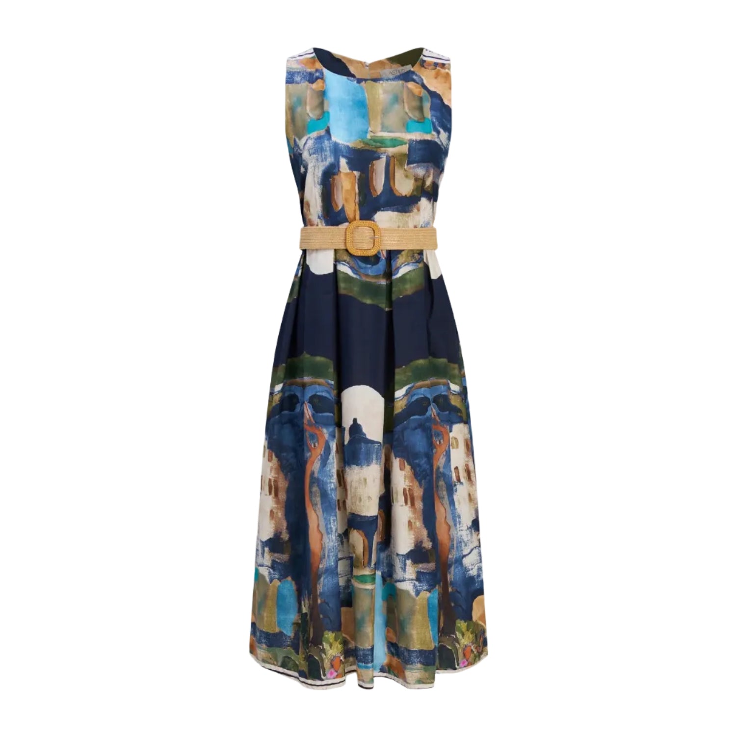 Astrid Ferragamo Woven Dress in Navy front view