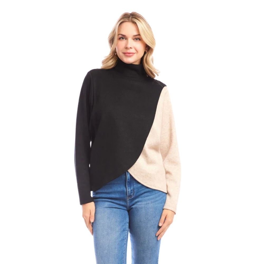 Long Sleeve Crossover Colorblock Top