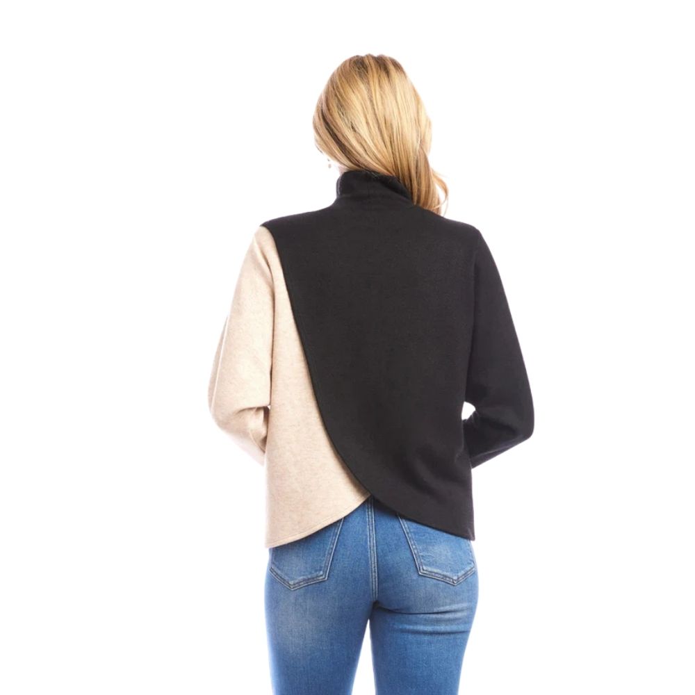 Long Sleeve Crossover Colorblock Top