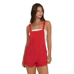 Billabong Beach Crush Overall romper in Fiesta Red front view