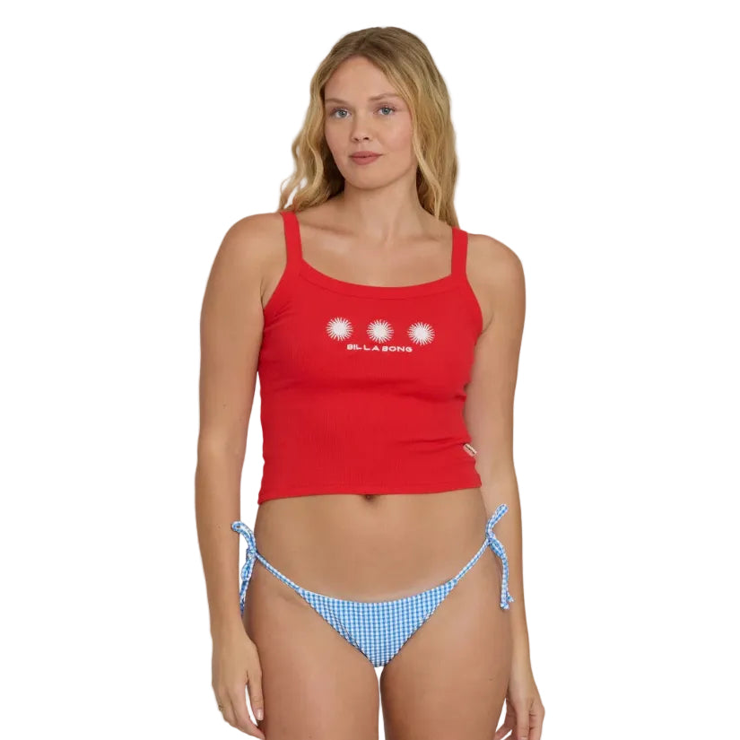 Billabong Day Trip Forever Tank in Fiesta Red front view