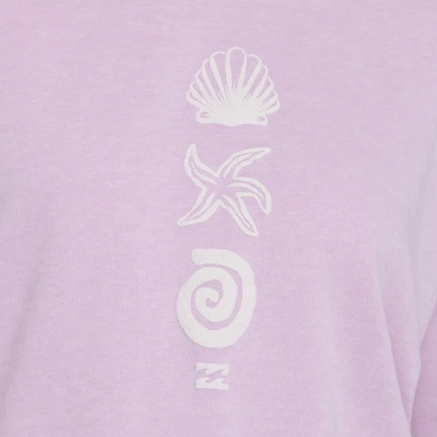 Billabong Echo Crew Fleece Burnout Sweatshirt in Sweet Lilac detail view