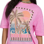 Close-up detail of Billabong Feel The Heat S/S Tee showing front graphic artwork and pigment-dyed cotton jersey fabric