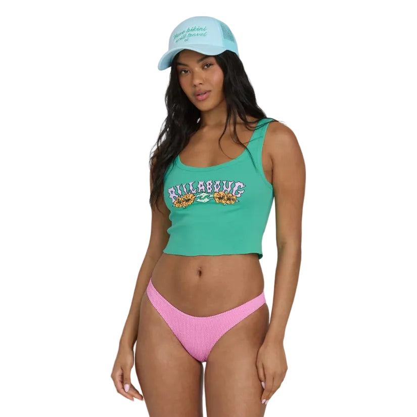 Billabong Hibiscus Minds Tank in Green Tropics front view