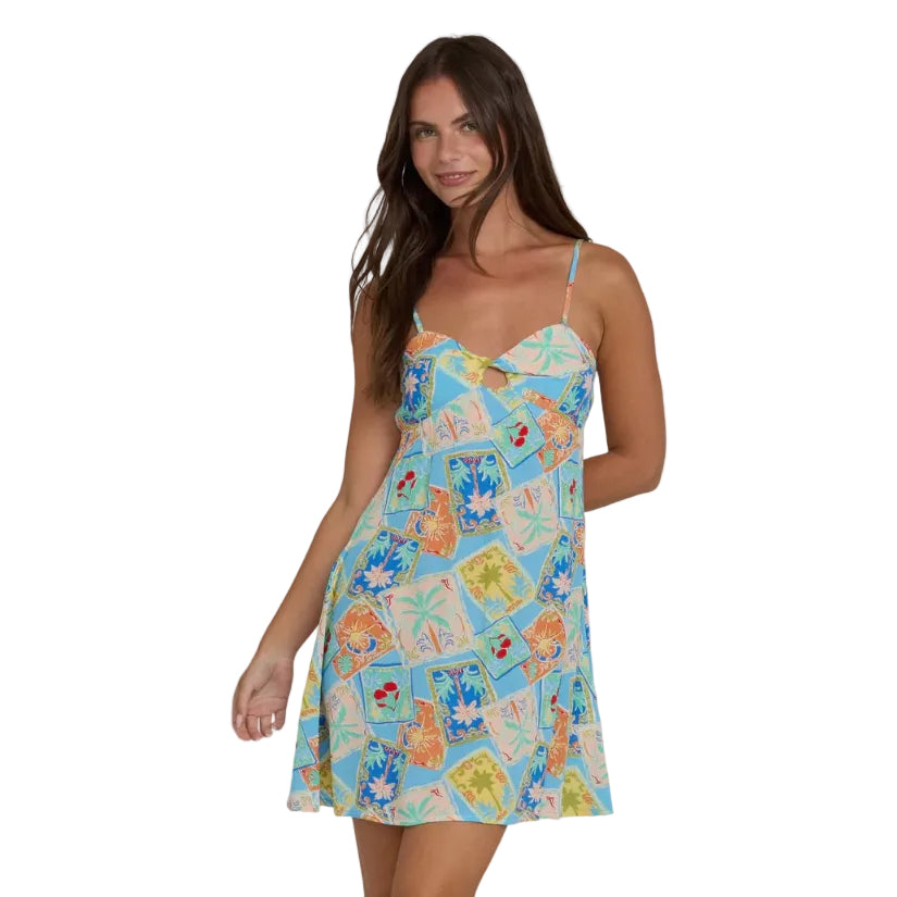 Billabong Last Sunset Mini Dress in Dream Blue front view