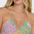 Close-up detail of Billabong One Day Maxi Dress in Vintage Violet