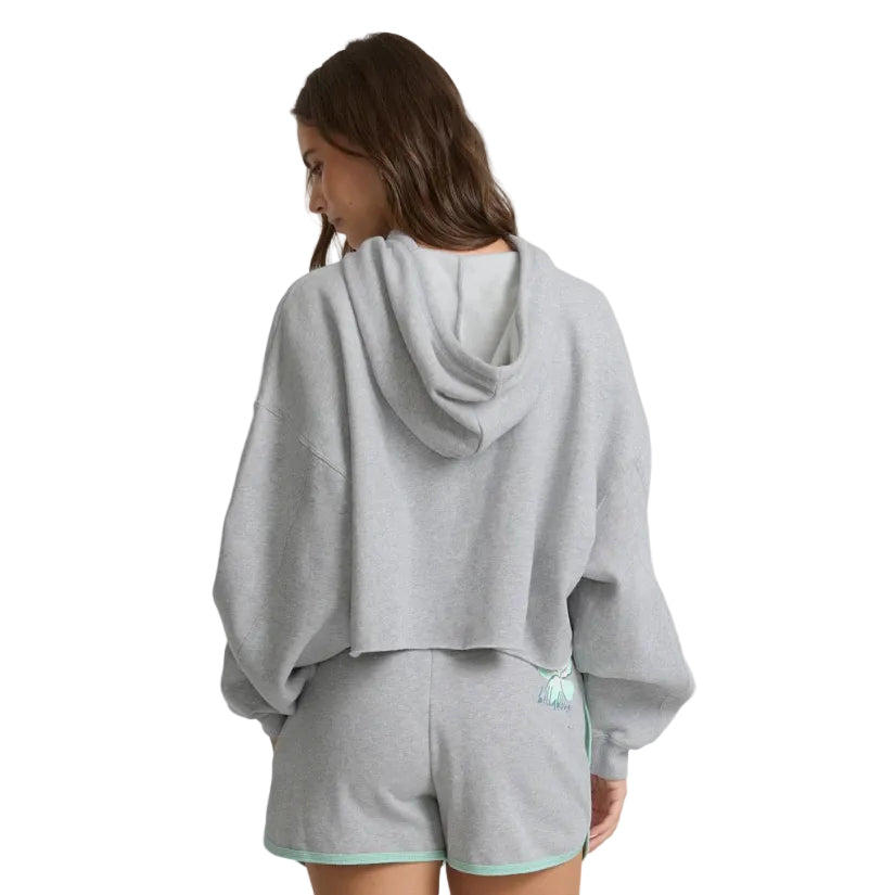 Billabong Palmer Fleece Hood Sweatshirt in Heather Gray back view