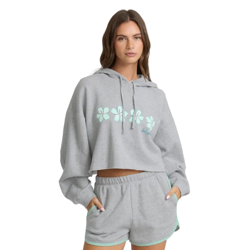 Billabong Palmer Fleece Hood Sweatshirt in Heather Gray front view