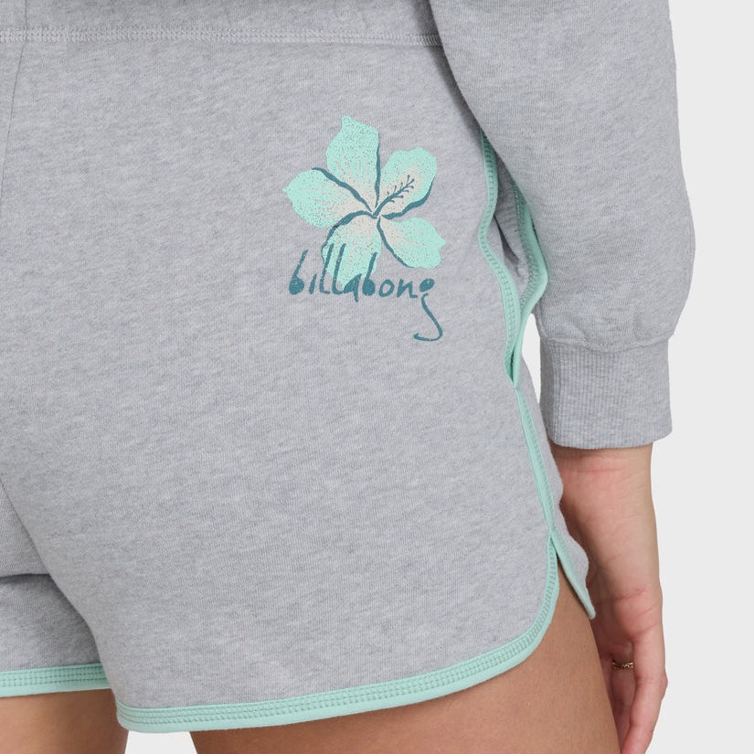 Billabong Palmer Fleece Short in Heather Gray detail view