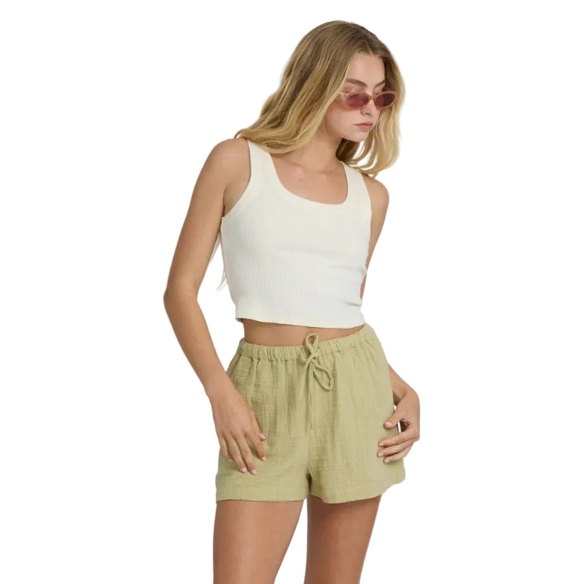 Billabong Rerun Knit Tank in White Cap front view