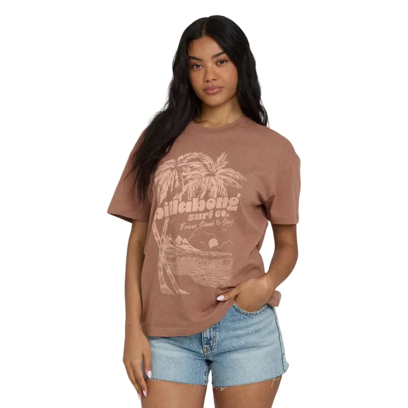 Billabong Sand to Surf Tee in Brown Stone front view