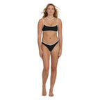 Billabong Tanlines Bound Jaclyn Crop Swim Top in Black Pebble front full body view