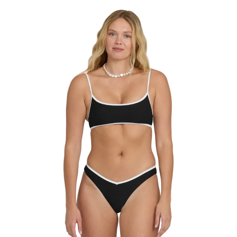 Billabong Tanlines Bound V Hike Swim Bottom in Black Pebble front view