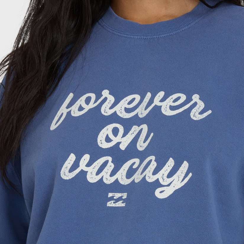 Billabong Treasure Cay Fleece Sweatshirt in Dutch Blue detail view