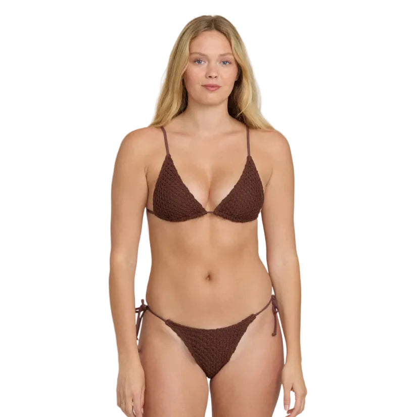 Billabong Twisted Tides Slide Tall Tri Swim Top Espresso front view